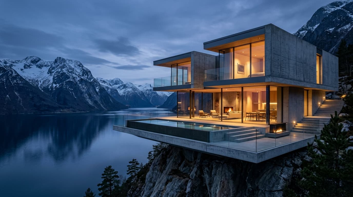 Cantilevered Alpine Fjord Villa